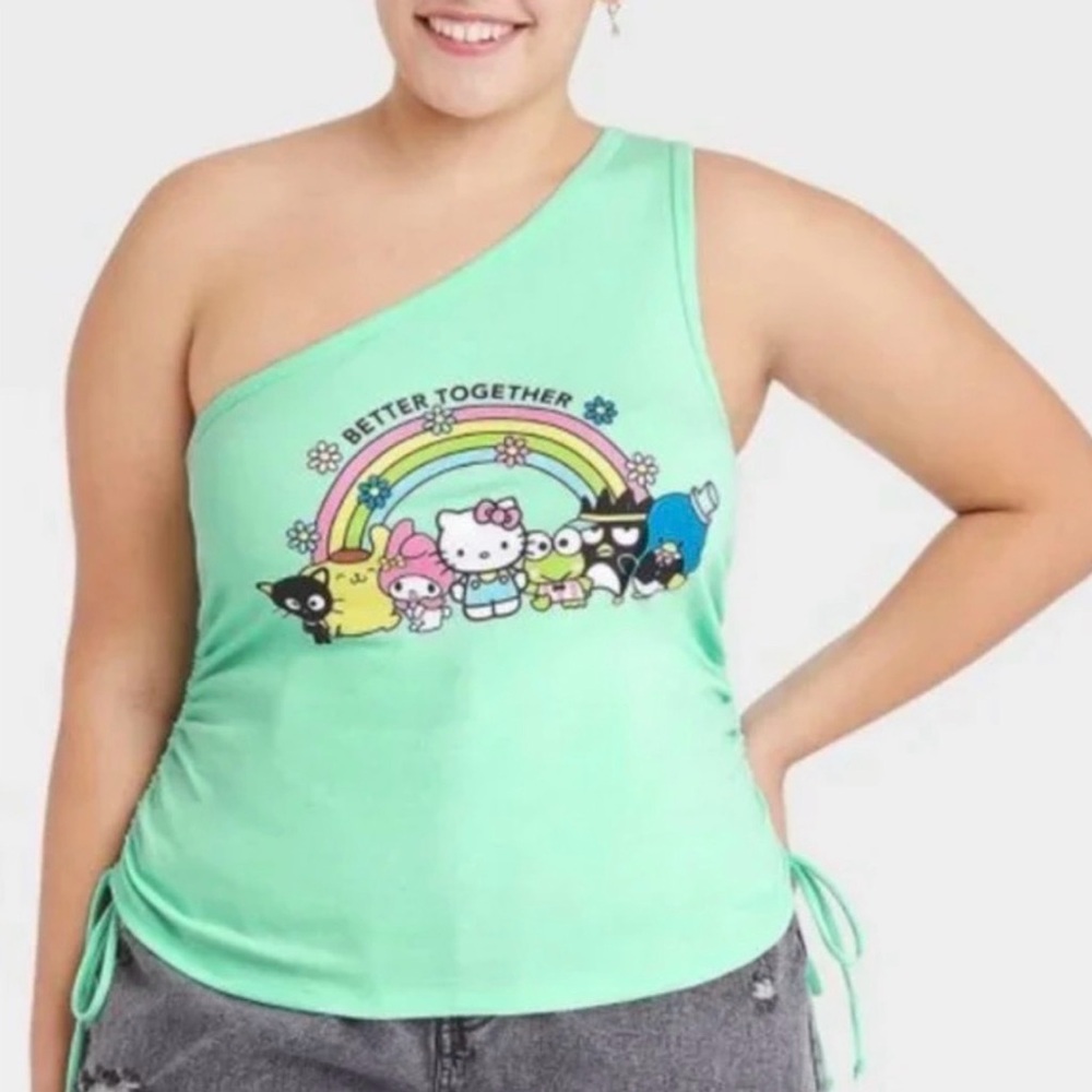 Hello Kitty & Friends Mint Green One Shoulder Tank Top
